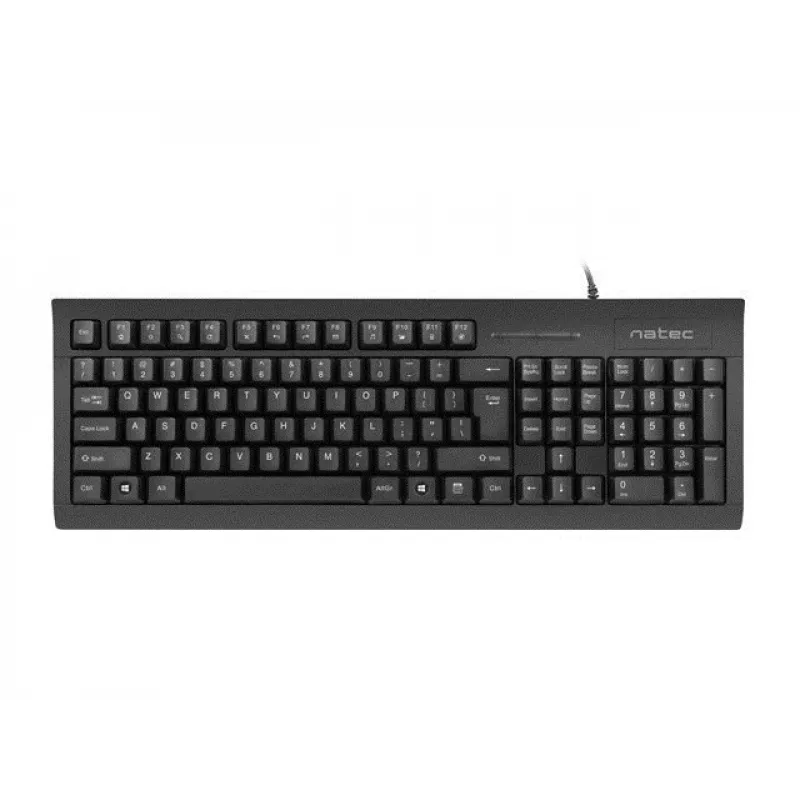 Wired full-size keyboard NATEC MORAY Home/Office USB QWERTY US International Black, 104 keys, numeric keypad