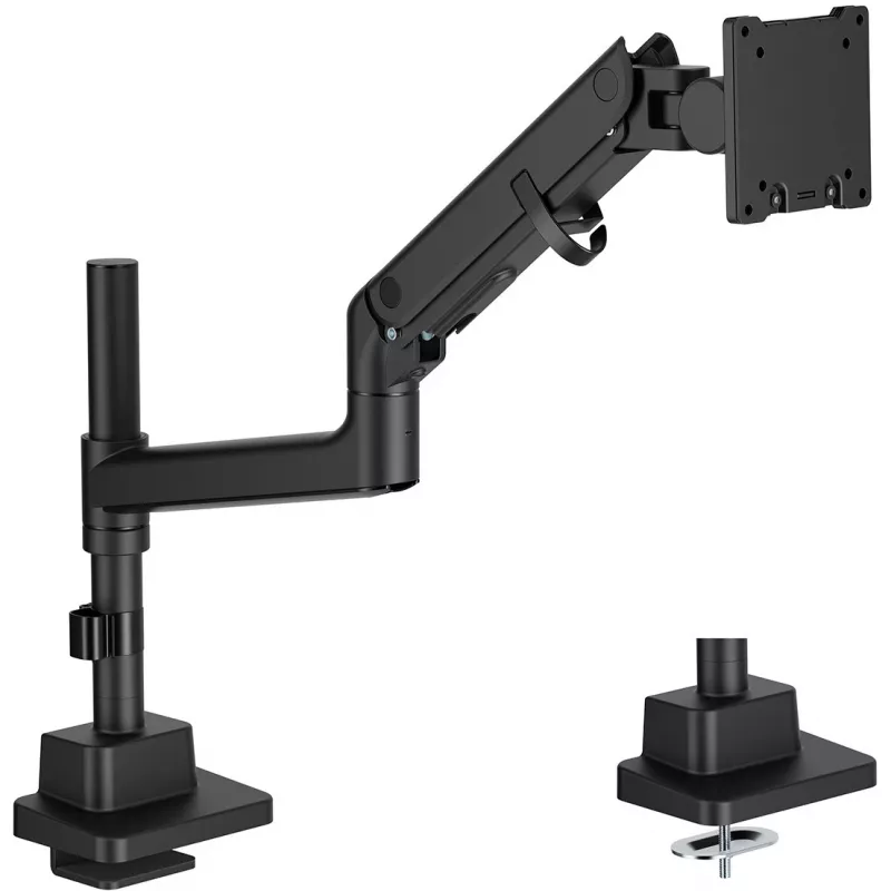 Monitor mount DIGITUS Single, clamp, 57 inch max, 27 kg capacity, VESA 75x75–100x100, height adjustable, tilt -75° to 75°, black