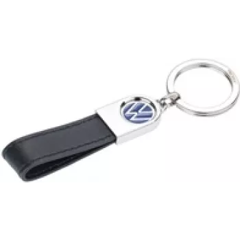 Key ring TROIKA VW Lederschlaufe Black Leather Metal 115mm