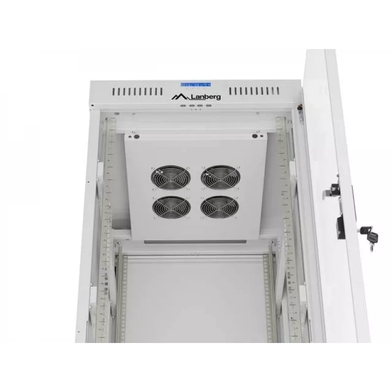 19 inch 32U LANBERG Standing Rack Cabinet 600×800 mm Gray with Glass Door and LCD (Flat Pack)