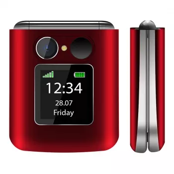 Flip phone Beafon Fold 10 Silver Line Red-Silver Dual SIM