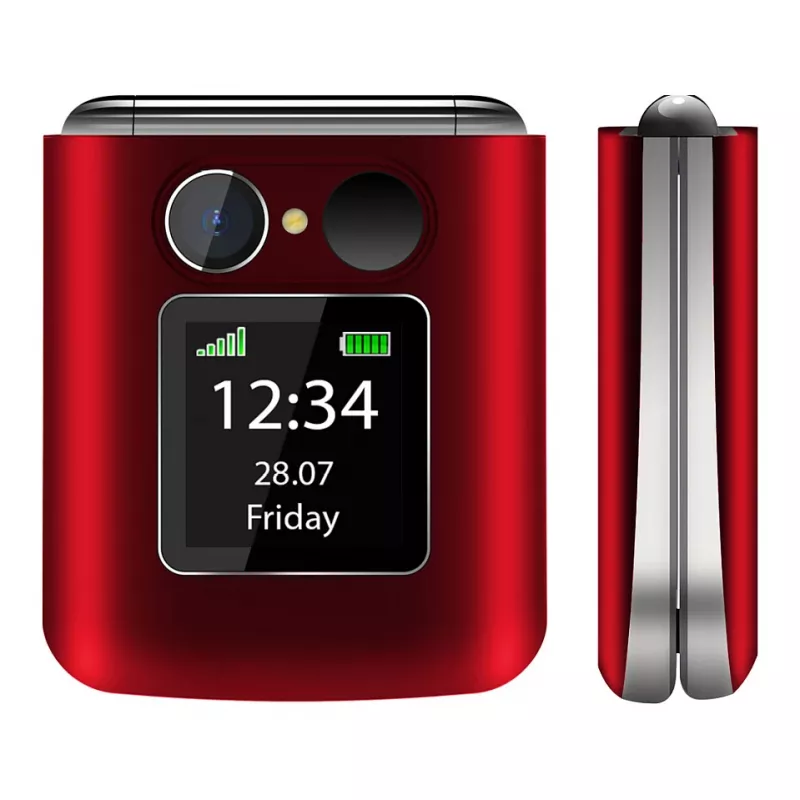 Flip phone Beafon Fold 10 Silver Line Red-Silver Dual SIM