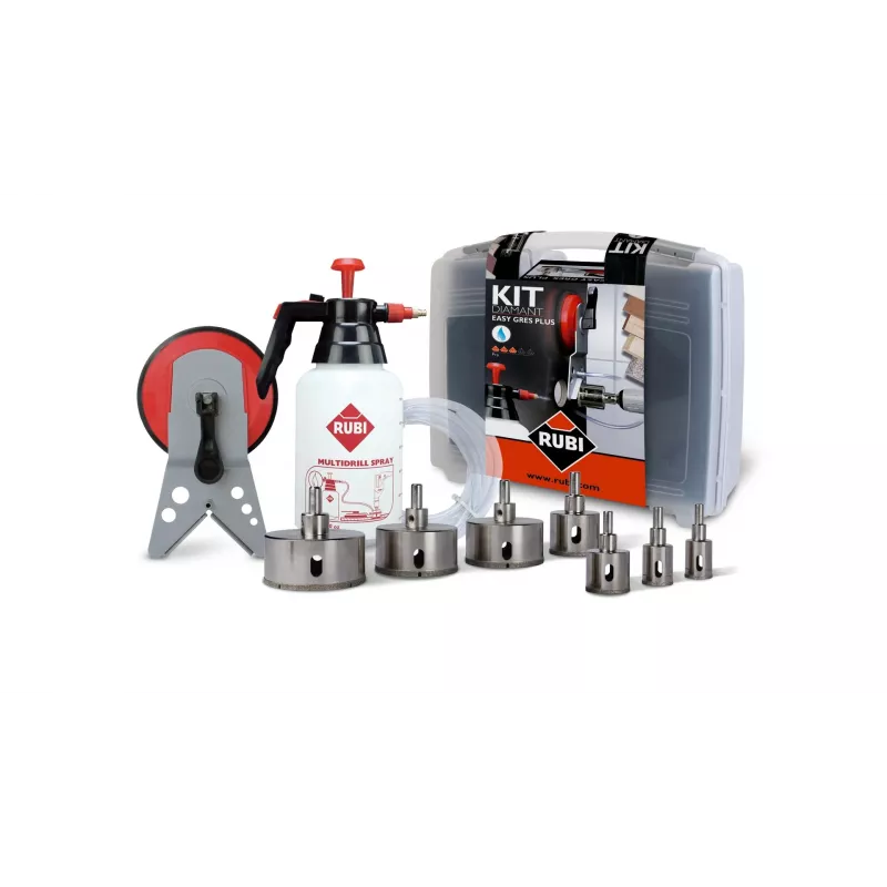 Drill bit set RUBI Easy Gres Plus Kit — 7 pcs diamond drill bits, 27 mm length, for porcelain, with carrying case