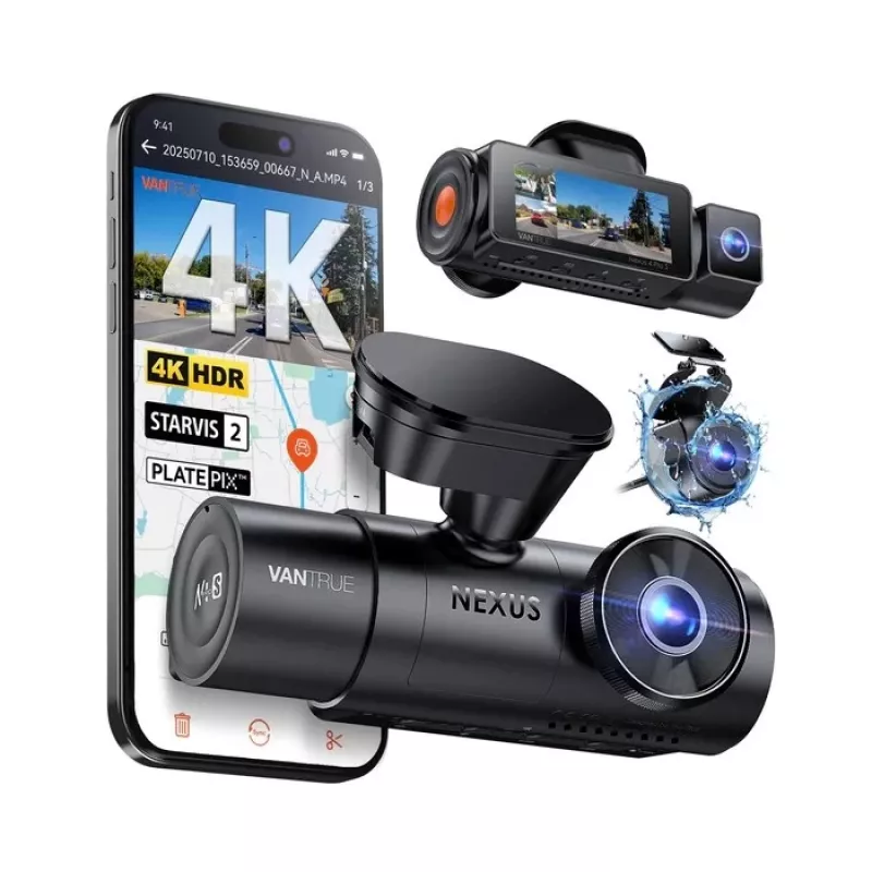 Car dash cam VANTRUE N4 PRO S 3-channel (front + interior + rear), 3840x2160, F/1.8, Wi‑Fi, GPS, 3.19 inch display