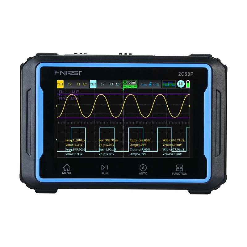 Portable 3-in-1 FNIRSI 2C53P 4.3 touchscreen oscilloscope