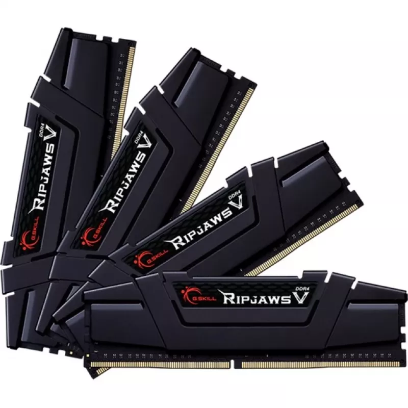 DIMM 64 GB DDR4-3600 (4x 16 GB) Quad-Kit, Arbeitsspeicher schwarz, F4-3600C16Q-64GVKC, Ripjaws V, INTEL XMP
