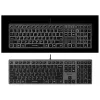 Wired A4Tech keyboard FX60H USB QWERTY — full-size 100%, backlit white, grey, USB hub