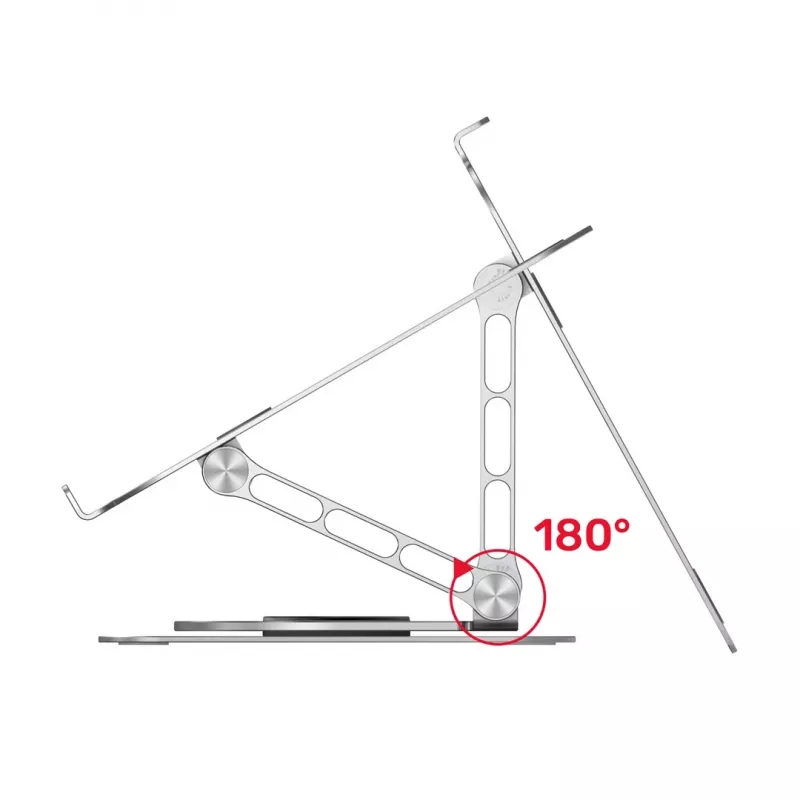 Laptop stand Unitek OT180SL01 Aluminium for 25.4–40.6 cm (10 inch–16 inch) screens, 360° swivel, 0–180° tilt