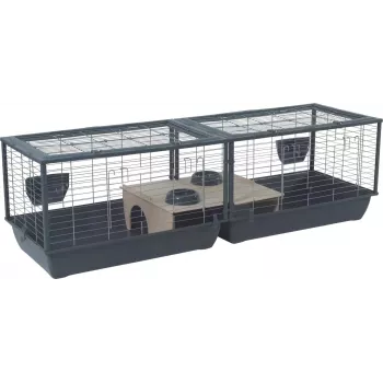 Indoor rabbit cage ZOLUX Neolife Connect 101.5×54×51 cm — metal frame, plastic base, grey