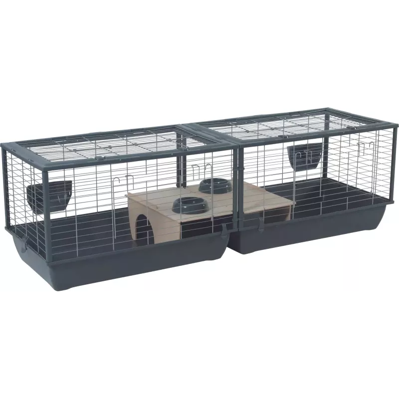 Indoor rabbit cage ZOLUX Neolife Connect 101.5×54×51 cm — metal frame, plastic base, grey