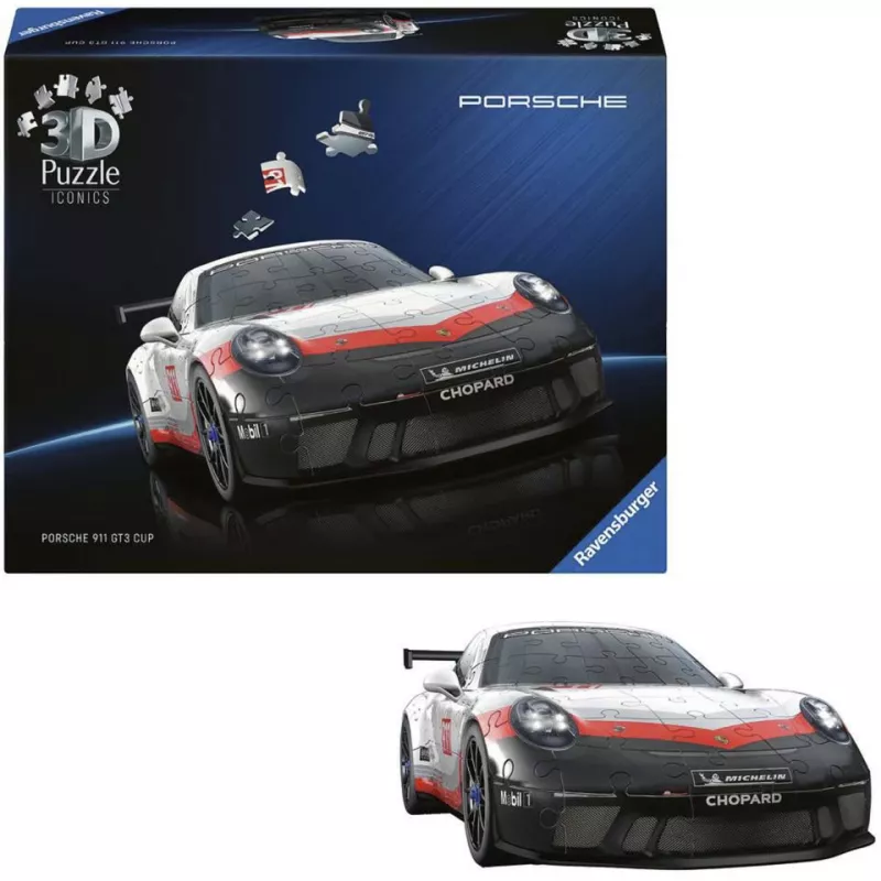 3D puzzle Ravensburger Iconics Porsche 911 GT3 Cup – model replica kit