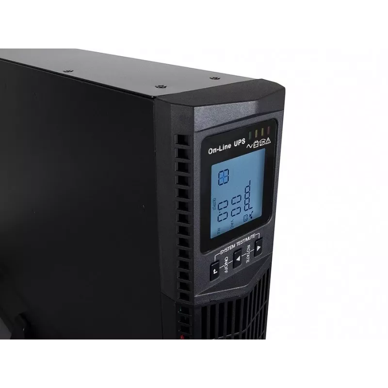 Uninterruptible Power Supply Green Cell UPS15 — Online double-conversion 3 kVA (2700 W), 6 AC outlets, pure sine, LCD, tower, 6×12V/9Ah batteries
