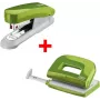 Stapler and hole punch set NOVUS E15+ and E210 — desktop stapler with plier punch, green