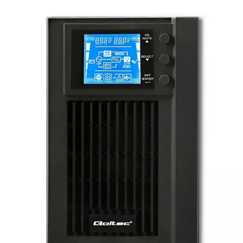 Qoltec 53042 uninterruptible power supply (UPS) Double-conversion (Online) 1 kVA 800 W 2 AC outlet(s)