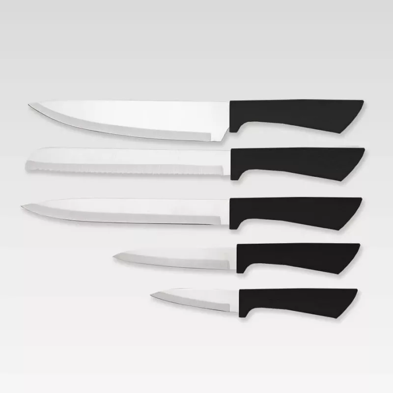 Knife and cutlery block set Maestro MR-1413 — black, 8-piece stainless steel blades with holder, paper towel rack