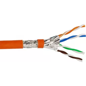 Helos Verlegekabel High Quality,Cat.7 Rohkabel, S/FTP, PiMF, LSZH, orange, 500m Trommel -Cat.7 Rohkabel, 600MHz - paarweise und Gesamtabschirmung (Pim