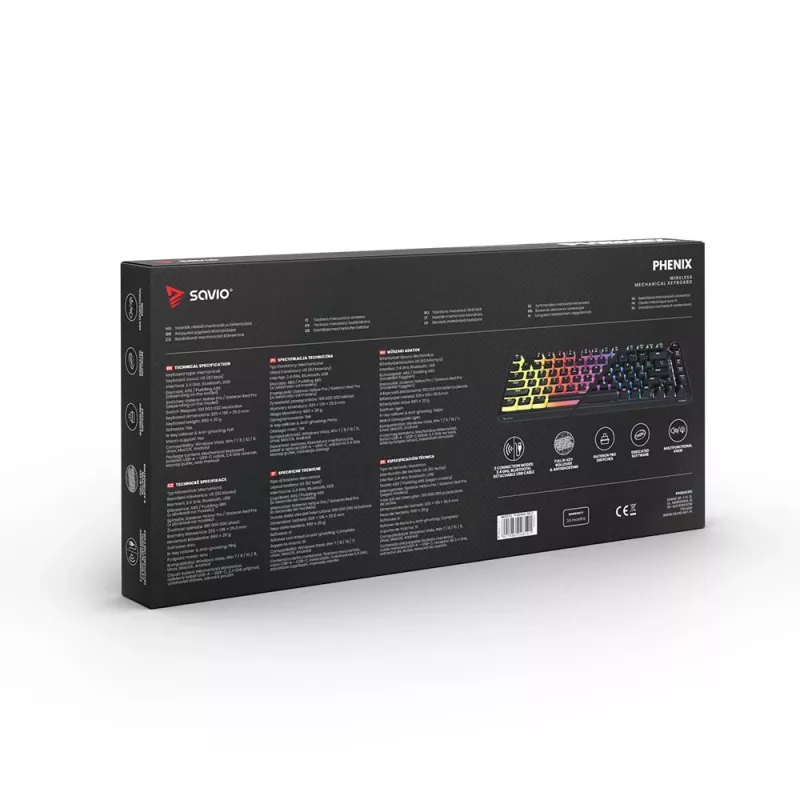 Gaming Keyboard Savio SAVGK-PHENIX RED PUDDING Mechanical RGB Wireless