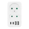 Power splitter MACLEAN MCE249 F/W — 2x mains sockets (16A + 6A) and 4x USB (2x A, 2x C PD 20W)