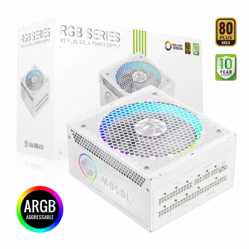 Gamemax Power Supply, 80 PLUS, Gold | RGB 1050G WH | 1050 W