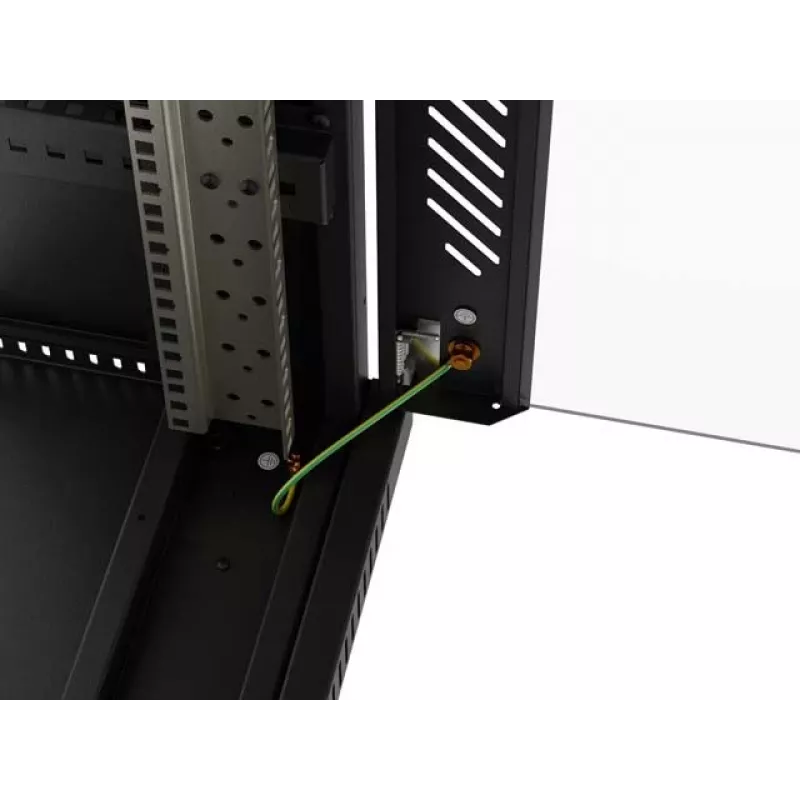 Network Rack Cabinet LANBERG 19 inch 24U 600x800 mm black with glass door and LCD cutout (Flat Pack) v2