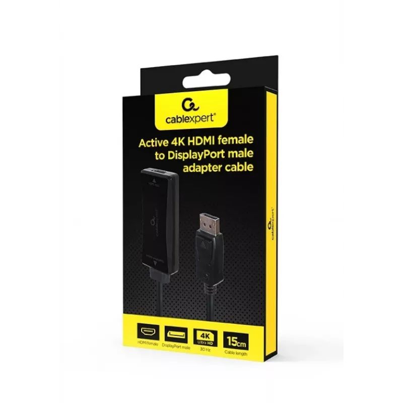 Video cable adapter GEMBIRD A-HDMIF30-DPM-01 HDMI Type A to DisplayPort 0.15 m Black