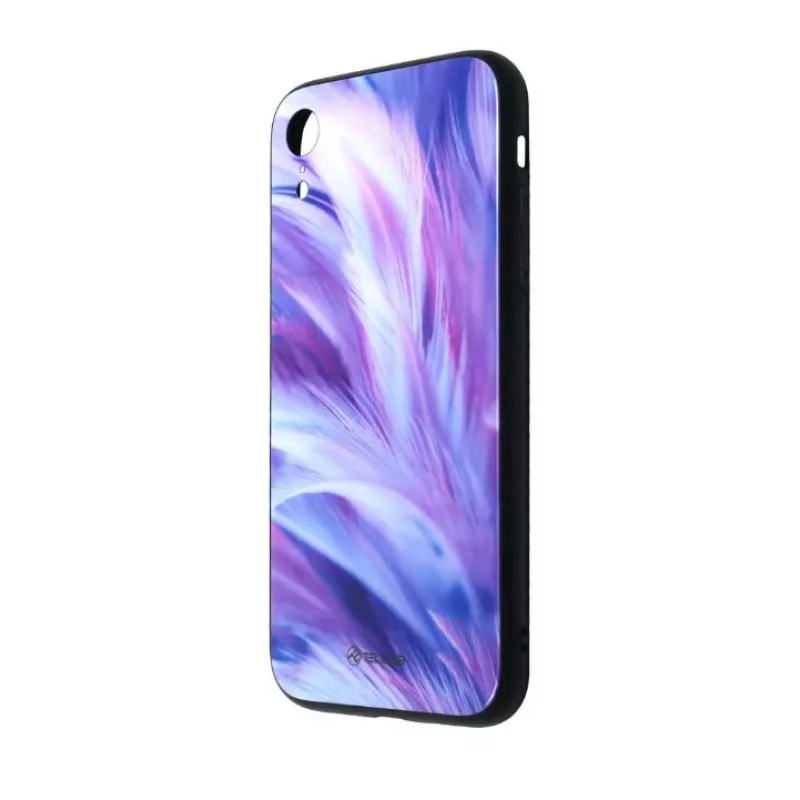 Screen protector glass Tellur Cover Glass print for iPhone XR with printed feather design