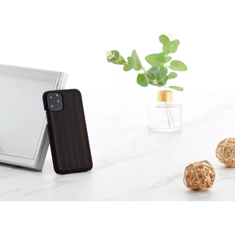 Phone case man and wood for iPhone 11 Pro — ebony black, hard protective back cover