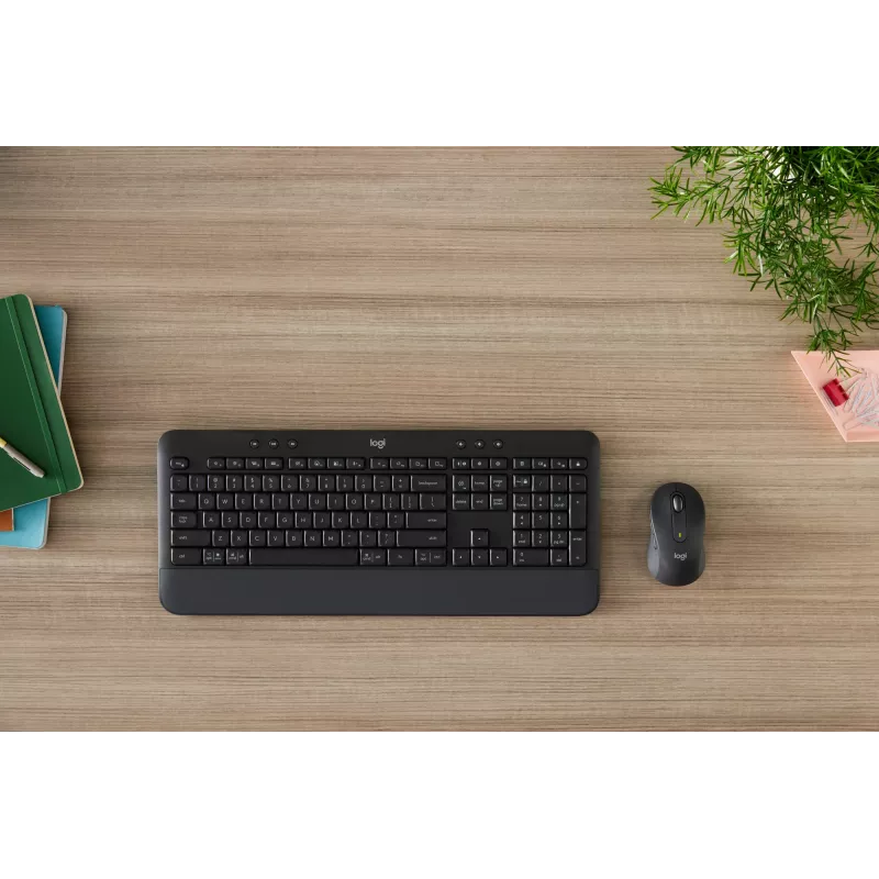 Logitech Signature MK650 for Business - Keyboard-and-Mouse-Set - Wireless - 2.4 GHz, Bluetooth LE - QWERTY - Spanish - Graphite