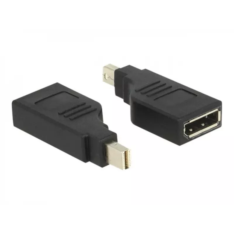 Delock Adapter mini Displayport 1,2 male > Displayport female 4K 90° turned - DisplayPort-Adapter - Mini DisplayPort (M) angled to DisplayPort (W) angled - Black (65626)