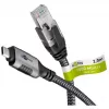 Ethernet-Cable USB-C 3.2 Gen2 Plug > RJ-45 Plug, LAN-Adapter black/Silver, 2 Meter, braided textile jacket