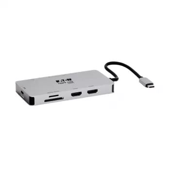 Eaton Tripp Lite USB-C Dock, Dual Display - 4K 60 Hz HDMI, USB 3,2 Gen 1, USB-A Hub, GbE, Memory Card, 100W PD Charging, Gray - docking station - USB-C - 2 x HDMI - 1GbE (U442-DOCK