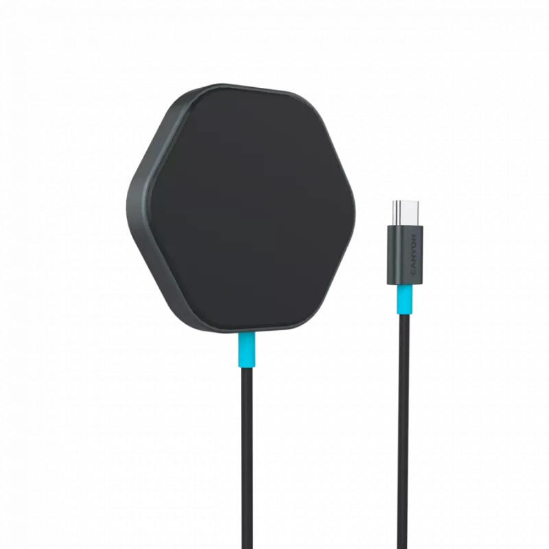 Wireless charger CANYON HEXAGON 110 Dark Grey Blue 10W fast charging, model CNS-WCS110