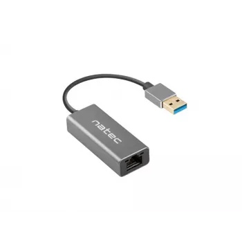 USB hub NATEC Cricket USB 3.2 Gen 1 Type-A with RJ-45 Ethernet 1000 Mbit/s, aluminium housing, black