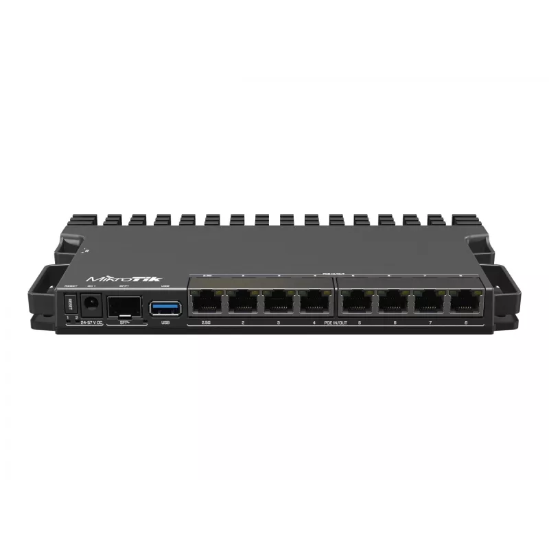 Wired router MikroTik RB5009UPR+S+IN — 8x RJ-45 PoE ports, 2.5GbE, SFP+ slot, RouterOS