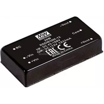 Power adapter/inverter MEAN WELL RDDW20H-12, 20 W, input 43–160 V, output 12 V, RoHS