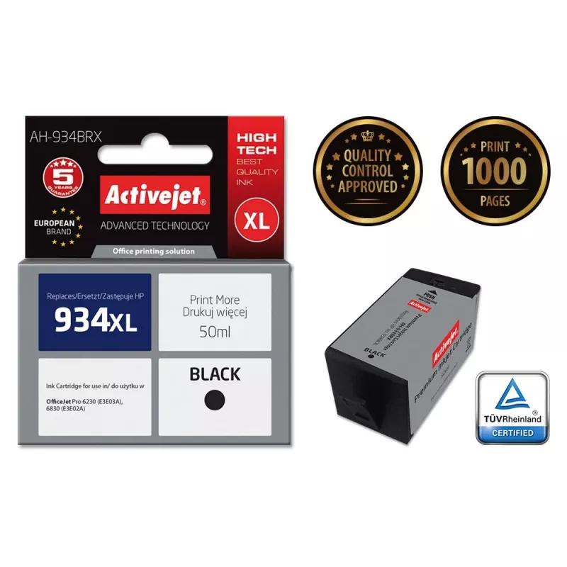 Activejet AH-934BRX Ink (replacement for HP 934XL C2P23AE; Premium; 50 ml; black)