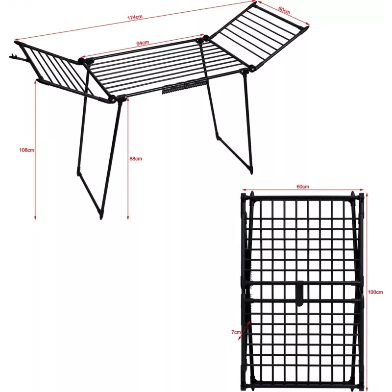 AMALFI foldable laundry drying rack, black