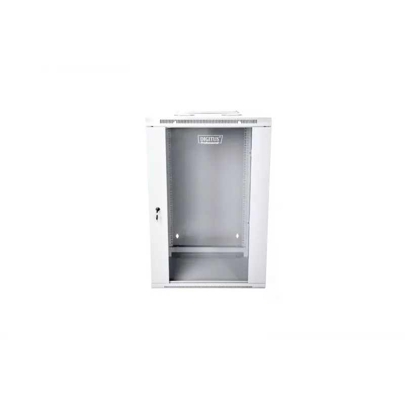 19 15U wall-mounted network rack cabinet 600x600, glass door, grey, split design, assembled, 60kg