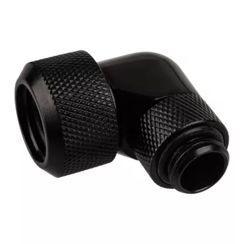 Alphacool Eiszapfen 16mm HardTube Screw-In Fitting 90° Rotatable G1/4 - Angled Compression Fitting for Liquid Cooling System - Deep Black