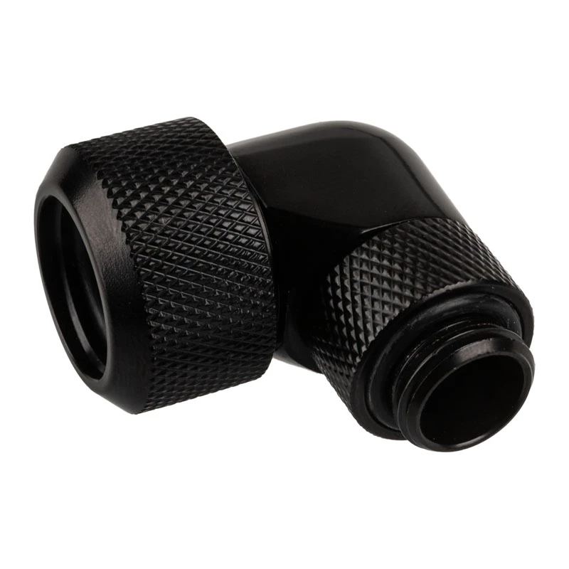 Alphacool Eiszapfen 16mm HardTube Screw-In Fitting 90° Rotatable G1/4 - Angled Compression Fitting for Liquid Cooling System - Deep Black