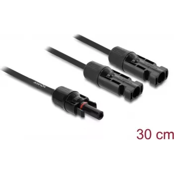 DELOCK solar splitter cable 2x plug to 1x socket 30 cm black (model 89298)