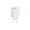 Indoor AC Fast Charging Charger NATEC RIBERA 12V 20W USB-C PD 3.0 + USB-A Samsung AFC White
