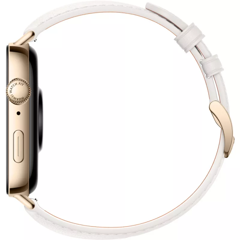 Watch Fit 3 (Solo-B19V), Smartwatch gold/White, leather watch strap in White
