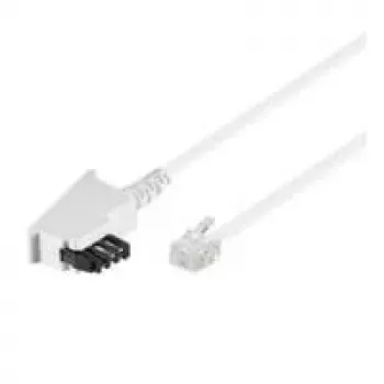 Wentronic Goobay TAE-F-Connection Cable (Universal-Pin Out), White, 3 m - TAE-F-Plug to RJ11/RJ14-Plug (6P4C) (68539)