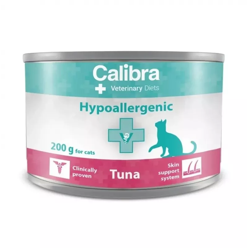 Wet cat food Calibra VD Cat Hypoallergenic Tuna 200 g pouch, veterinary complete feed, grain-free, gluten- and soy-free