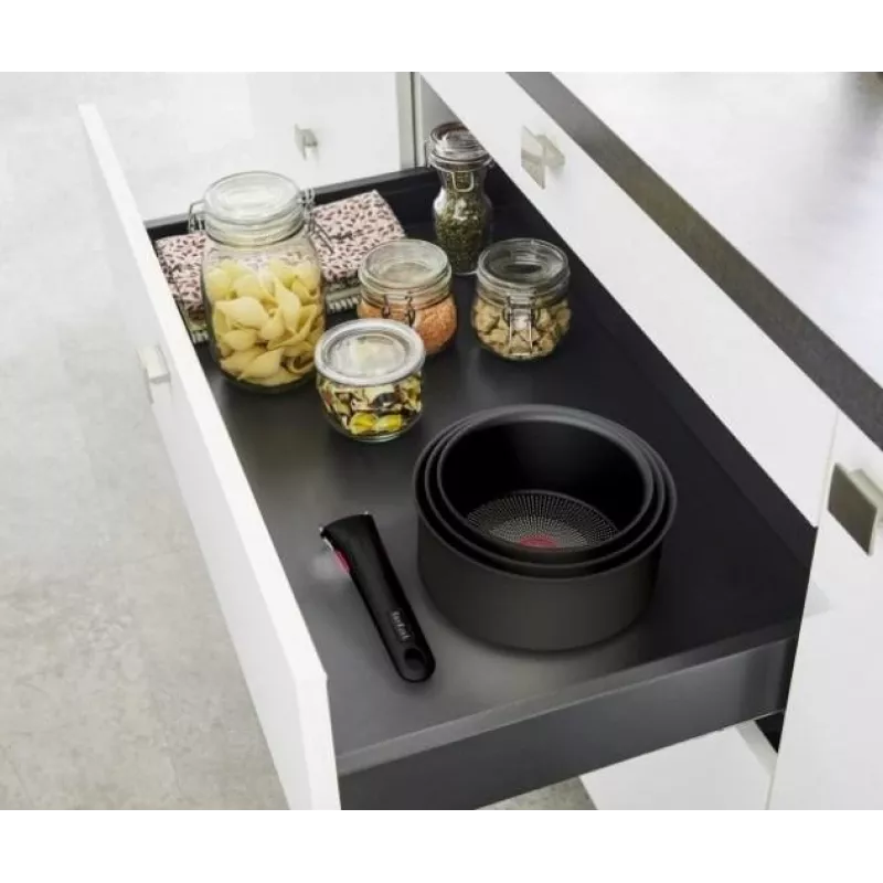 TEFAL Pot Set, 4 pcs | L7649453 Ingenio Ultimate | 16/18/20 cm | Aluminum | Black