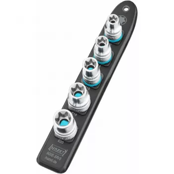 Socket set Hazet 900E-SR/5 — 1/2 inch drive TORX E12–E20 short sockets