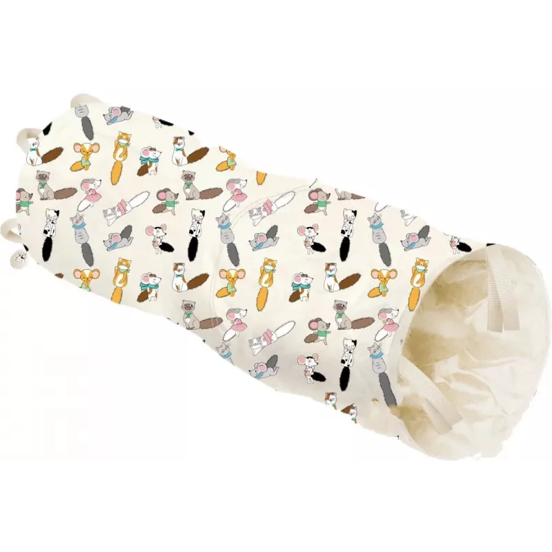 Cat tunnel ZOLUX CHATOUILLE 100 cm with cats and mice pattern — pet toy