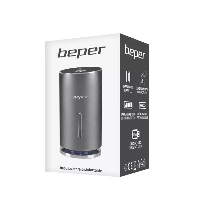 Beper P201UTP010 Automatic Hand Sanitizer Spray Atomizer, Infrared Sensor, 135 ml, Rechargeable