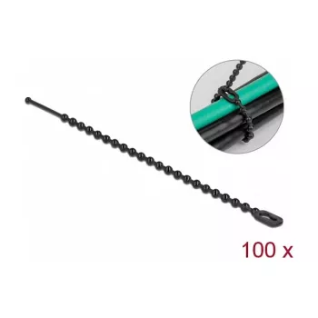 Beaded Cable Tie DeLOCK 19566 L 100 x W 2.4 mm black 100 pieces